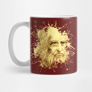 Da Vinci Artist Portrait Paint Splat Mug